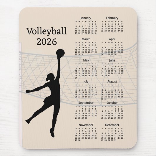 Volleybal 2026 Kalender Muismat (Voorkant)