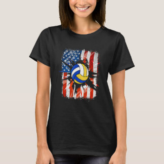  volleybal 4 juli Amerikaanse vlag M T-shirt