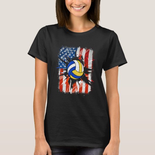  volleybal 4 juli Amerikaanse vlag M T-shirt (Voorkant)