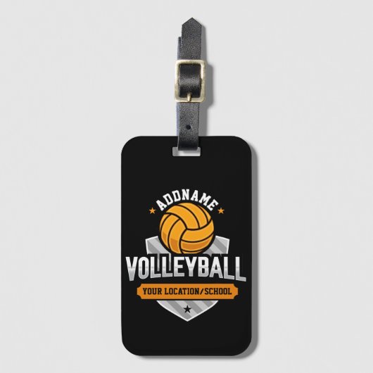 Volleybal ADD TEKST School Varsity Team Speler Bagagelabel (Voorkant (verticaal))