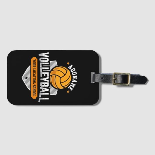 Volleybal ADD TEKST School Varsity Team Speler Bagagelabel (Voorkant (horizontaal))