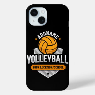 Volleybal ADD TEKST School Varsity Team Speler iPhone 15 Case