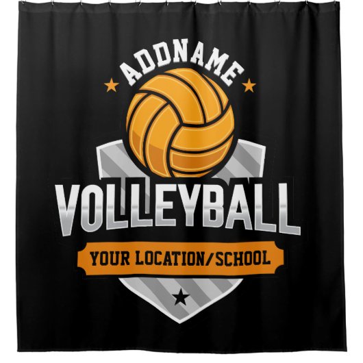 Volleybal ADD TEKST School Varsity Team Speler Douchegordijn (Voorkant)