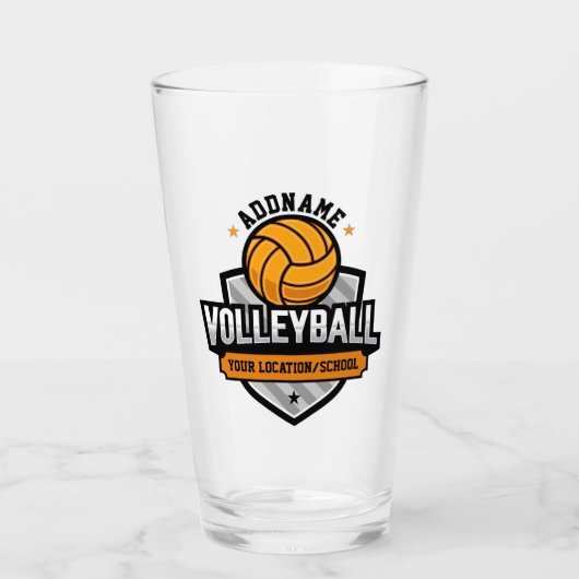 Volleybal ADD TEKST School Varsity Team Speler Glas (Voorkant)