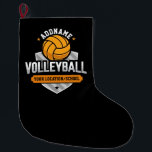 Volleybal ADD TEKST School Varsity Team Speler Grote Kerstsok<br><div class="desc">Volleyball Player VOEGT het Ontwerp van Athlete van de School van het Team van het Team van de NAAM TOE - pas met jouw naam of de Tekst van de Douane aan!</div>