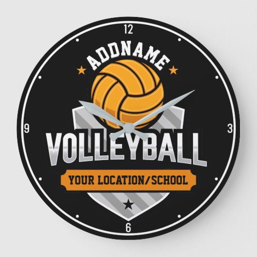 Volleybal ADD TEKST School Varsity Team Speler Grote Klok (Voorkant)