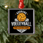 Volleybal ADD TEKST School Varsity Team Speler Metalen Ornament<br><div class="desc">Volleyball Player VOEGT het Ontwerp van Athlete van de School van het Team van het Team van de NAAM TOE - pas met jouw naam of de Tekst van de Douane aan!</div>