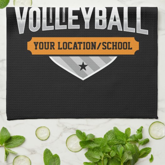 Volleybal ADD TEKST School Varsity Team Speler Theedoek (Gevouwen)