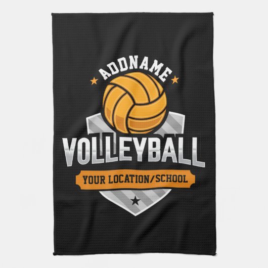 Volleybal ADD TEKST School Varsity Team Speler Theedoek (Verticaal)