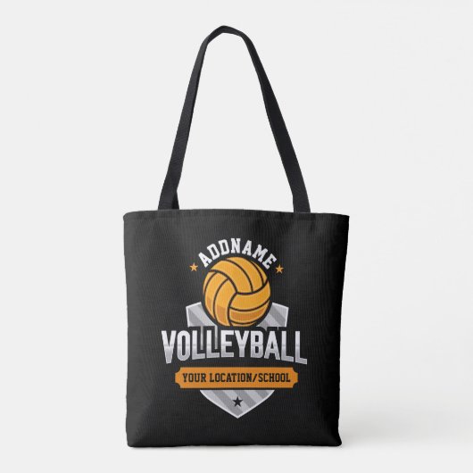Volleybal ADD TEKST School Varsity Team Speler Tote Bag (Achterkant)