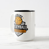 Volleybal ADD TEKST School Varsity Team Speler Tweekleurige Koffiemok (Voorkant links)