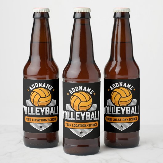 Volleybal ADD TEXT School Varsity Team Speler Bier Etiket (Flessen)