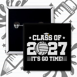 Volleybal Afstudeertijd Seniorklas 2027 Vierkante Button 5,1 Cm