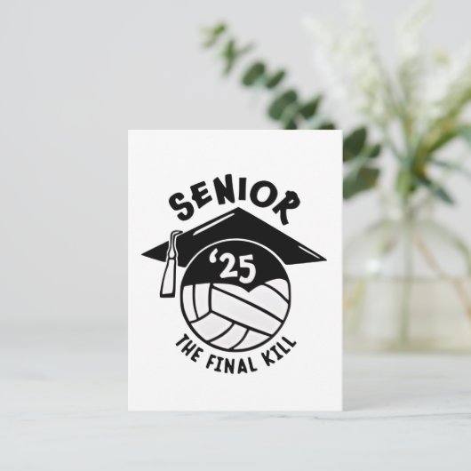 Volleybal Afstuderen 2025 Uitnodiging Briefkaart (Staand voorkant)