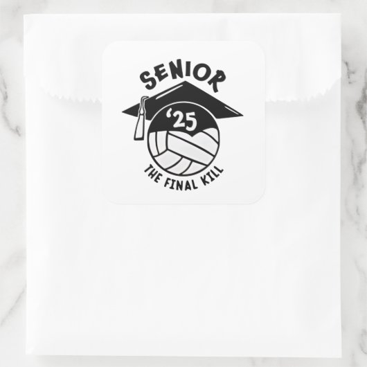 Volleybal Afstuderen 2025 Vierkante Sticker (Tas)