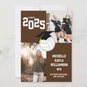 Volleybal Afstuderen Sport Bruin Aankondiging (Voorkant)