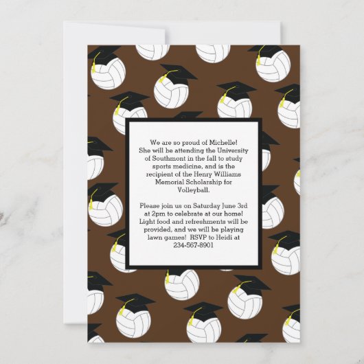 Volleybal Afstuderen Sport Bruin Aankondiging (Achterkant)