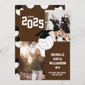 Volleybal Afstuderen Sport Bruin Aankondiging (Voorkant / Achterkant)