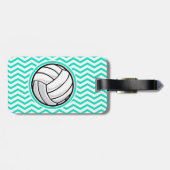 Volleybal; Aqua Green Chevron Bagagelabel (Achterkant horizontaal)