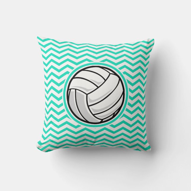 Volleybal; Aqua Green Chevron Kussen (Voorkant)