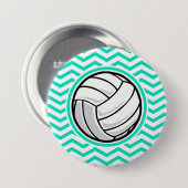 Volleybal; Aqua Green Chevron Ronde Button 7,6 Cm (Voorkant /achterkant)