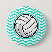Volleybal; Aqua Green Chevron Ronde Button 7,6 Cm (Voorkant)