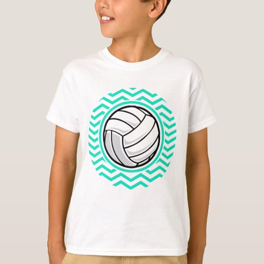 Volleybal; Aqua Green Chevron T-shirt (Voorkant)