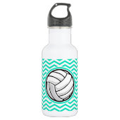 Volleybal; Aqua Green Chevron Waterfles (Voorkant)