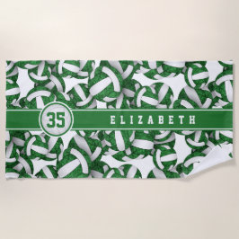 Volleybal atleet groen wit aangepaste team kleuren strandlaken