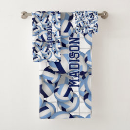 Volleybal Atleet Naam Navy Light Blue Bad Handdoek