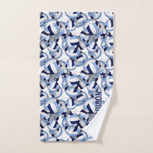 Volleybal Atleet Naam Navy Light Blue Bad Handdoek (Handdoek)