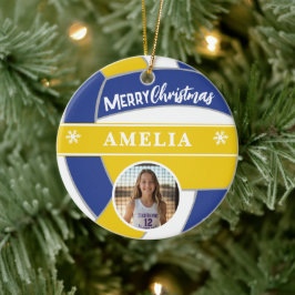 Volleybal Bal Aangepaste Naam Prettig Kerstfeest F Keramisch Ornament