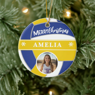 Volleybal Bal Aangepaste Naam Prettig Kerstfeest F Keramisch Ornament