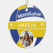 Volleybal Bal Aangepaste Naam Prettig Kerstfeest F Keramisch Ornament (Links)