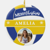 Volleybal Bal Aangepaste Naam Prettig Kerstfeest F Keramisch Ornament (Achterkant)