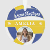 Volleybal Bal Aangepaste Naam Prettig Kerstfeest F Ornament (achterkant)