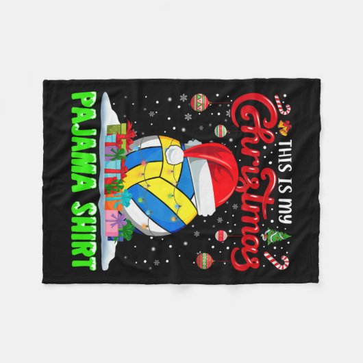 Volleybal bal Kerstman Hoed Kerstverlichting Grapp Fleece Deken (Voorkant (Horizontaal))