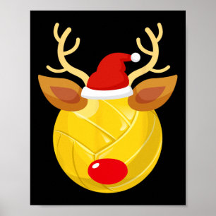 Volleybal bal Rendier Santa Hat Kerstmis Pajam Poster