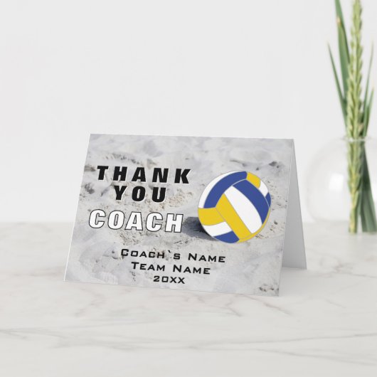 Volleybal Bal Zand Dank je Coach Kaart (Voorkant)