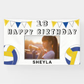 Volleybal Ball Flags Kinder Foto Verjaardagsfeest Spandoek (Horizontaal)