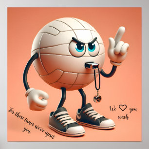 Volleybal Ball Karakter Coach Poster