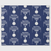 Volleybal Ball & Net Navy Blauw Verjaardag Naam Le Cadeaupapier (Vlak)