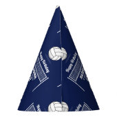 Volleybal Ball & Net Navy Blauw Verjaardag Naam Le Feesthoedjes (Achterkant)