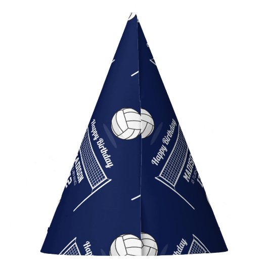 Volleybal Ball & Net Navy Blauw Verjaardag Naam Le Feesthoedjes (Achterkant)