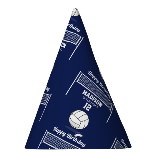 Volleybal Ball & Net Navy Blauw Verjaardag Naam Le Feesthoedjes (Rechts)