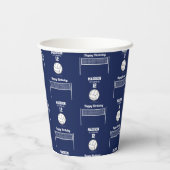 Volleybal Ball & Net Navy Blauw Verjaardag Naam Le Papieren Bekers (Achterkant)