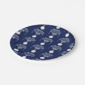 Volleybal Ball & Net Navy Blauw Verjaardag Naam Le Papieren Bordje (Gekanteld)