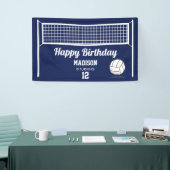 Volleybal Ball & Net Navy Blauw Verjaardag Naam Le Spandoek (Beurs)