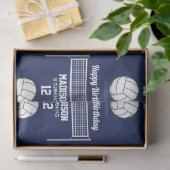Volleybal Ball & Net Navy Blauw Verjaardag Naam Le Tissuepapier (Geschenk)