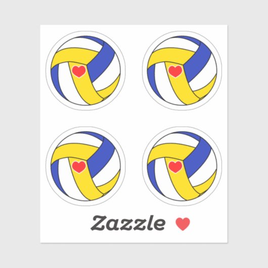 Volleybal ballen met rood hart pack sticker (Vel)